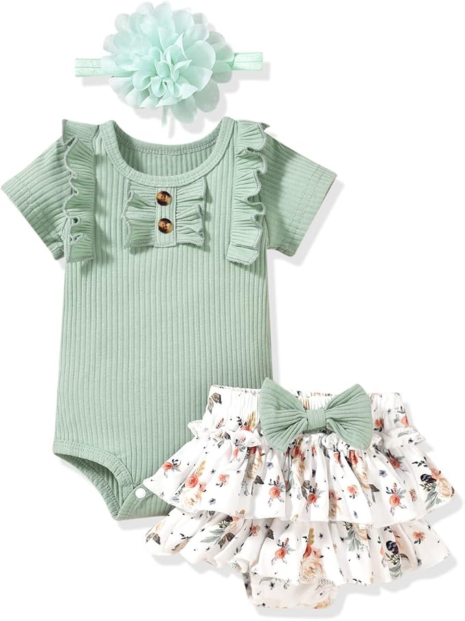 Newborn Infant Baby Girls Summer Outfit