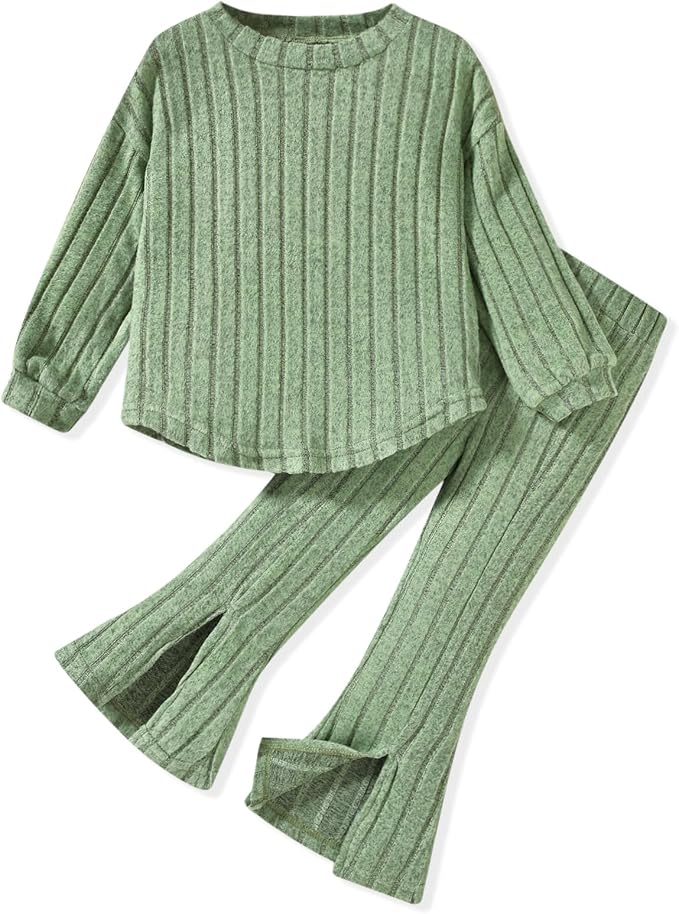 Toddler Girl Flare Pants with Slit Outfit